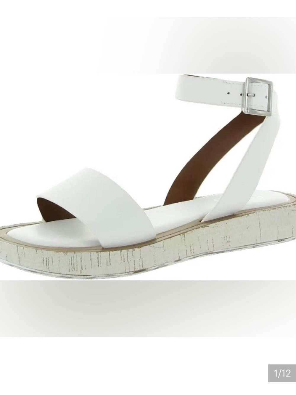 Franco Sarto L-Eden White Ankle-Strap Flat Sandals